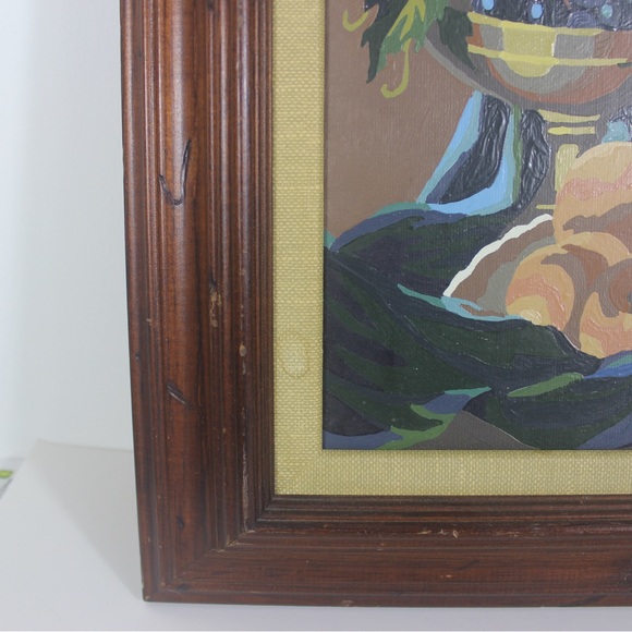 1970’s Vintage Wine and Fruit Still Life Paint by Numbers Painting, PBN Framed - Picture 3 of 9